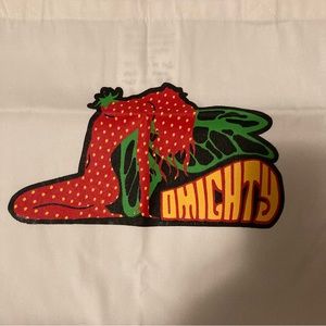 NWOT Omighty strawberry fairy pinup branded logo white tote bag reusable purse